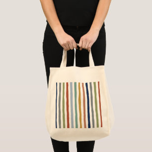 Impressionist-Inspired Colours Hand-Drawn Stripes Tote Bag