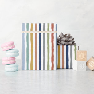Impressionist-Inspired Colours Hand-Drawn Stripes Wrapping Paper