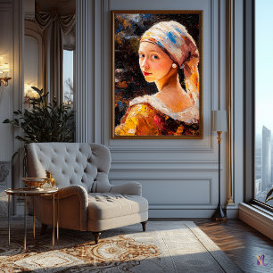 Impressionist Inspired Girl with a Pearl Poster