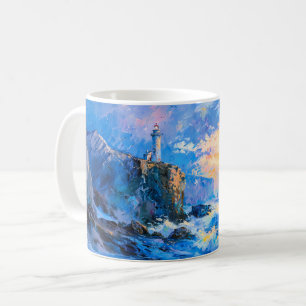 Impressionist Lighthouse by the Sea – Coastal Art  Coffee Mug