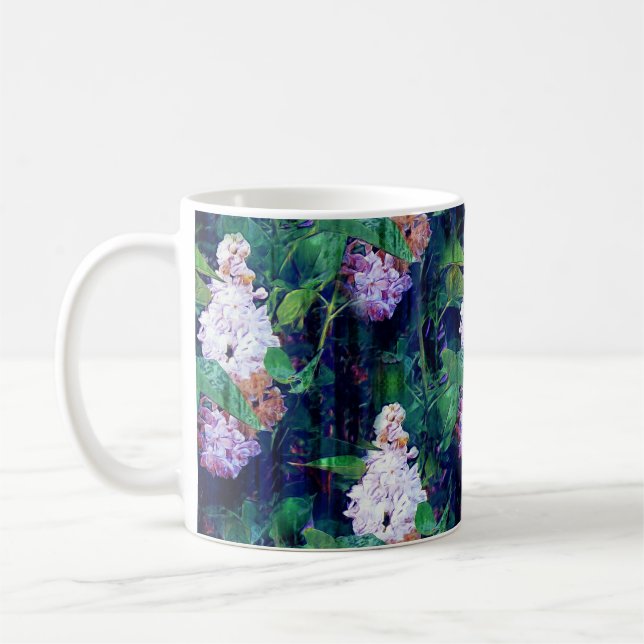 IMPRESSIONIST LILAC FLOWERS ORIGINAL indigo Coffee Mug (Left)
