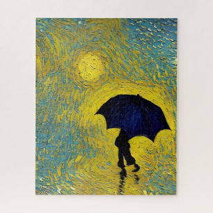 Impressionist need umbrella on sunny yellow day jigsaw puzzle