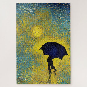 Impressionist needs umbrella on yellow sunny day jigsaw puzzle