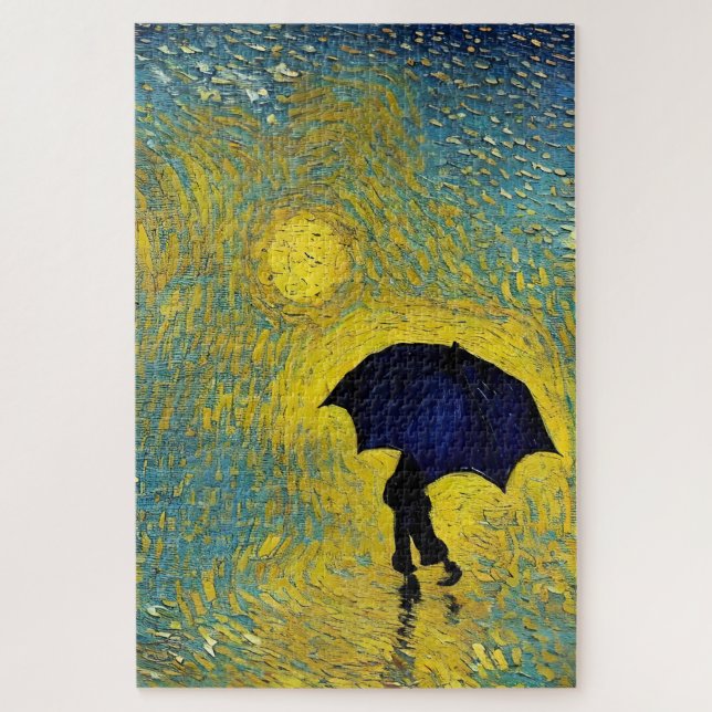 Impressionist needs umbrella on yellow sunny day jigsaw puzzle (Vertical)