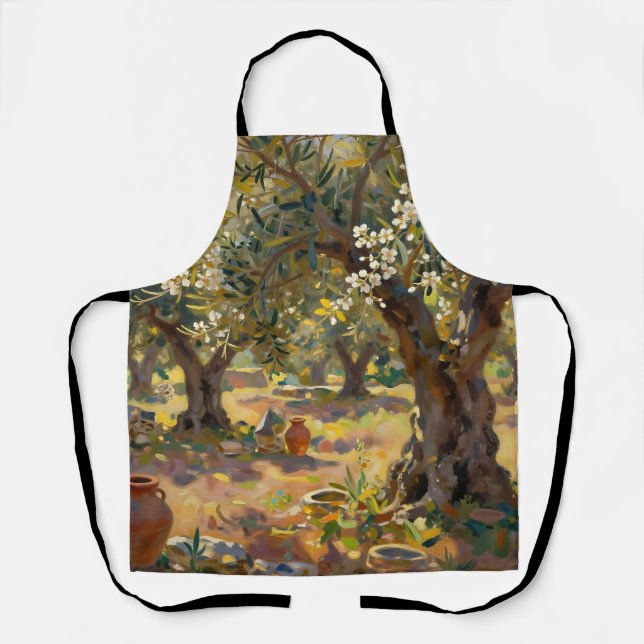 Impressionist Olive Grove Scene Apron (Front)