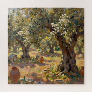 Impressionist Olive Grove Scene Jigsaw Puzzle