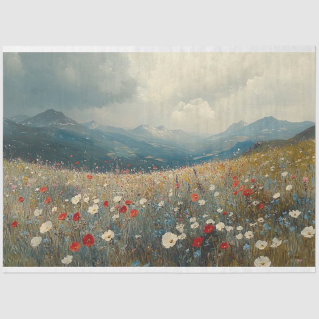 Impressionist Painting Wildflower Landscape Tissue Paper (Front)