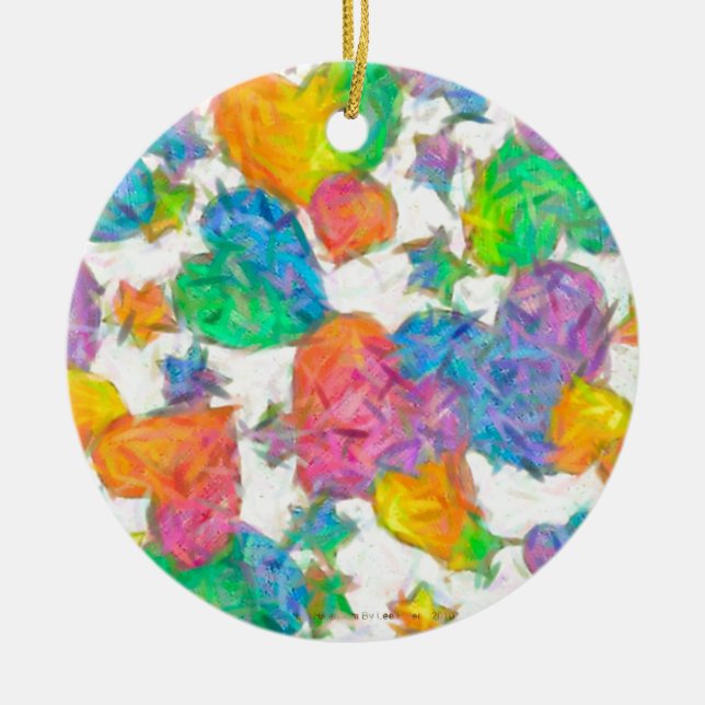 Impressionist Pastel Valentine Hearts Ceramic Ornament (Front)