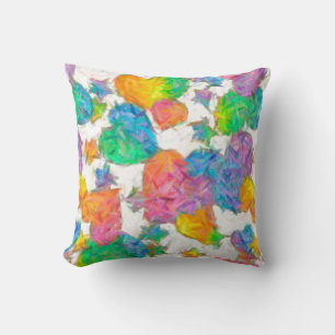 Impressionist Pastel Valentine Hearts Cushion
