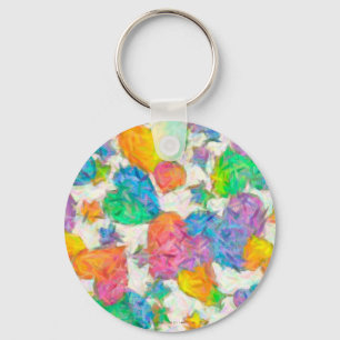 Impressionist Pastel Valentine Hearts Key Ring