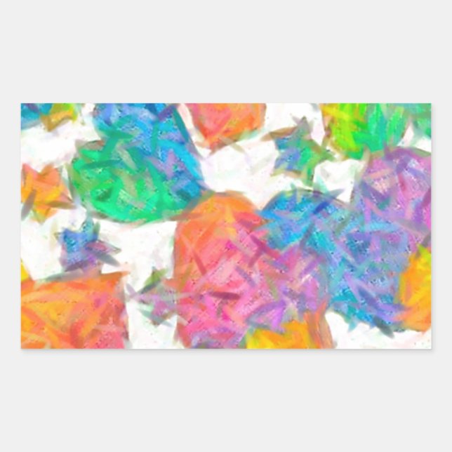 Impressionist Pastel Valentine Hearts Rectangular Sticker (Front)
