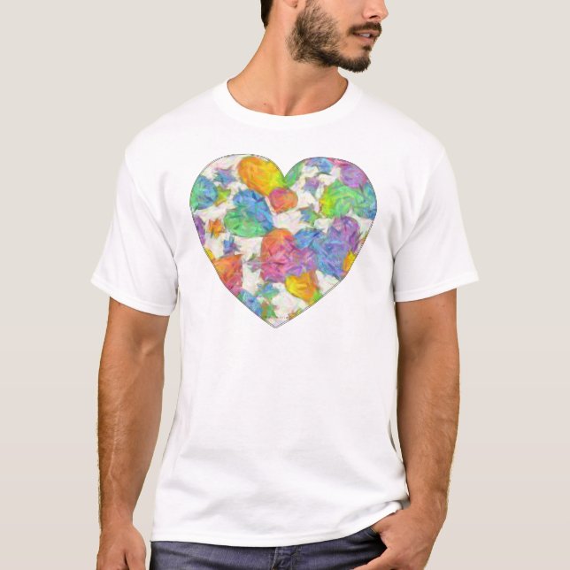 Impressionist Pastel Valentine Hearts T-Shirt (Front)