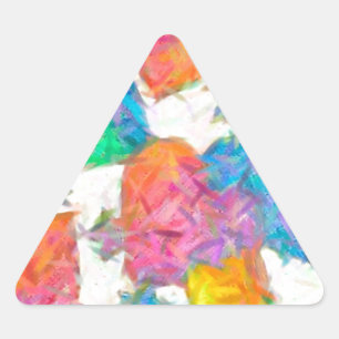 Impressionist Pastel Valentine Hearts Triangle Sticker