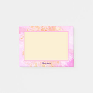 Impressionist Pink Rose Custom Name Post-it Notes