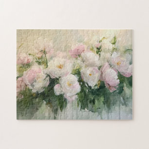 Impressionist Pink Roses Painting Jigsaw Puzzle
