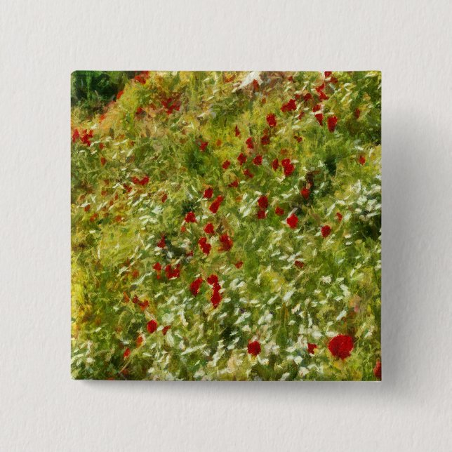 Impressionist Poppies 15 Cm Square Badge (Front)