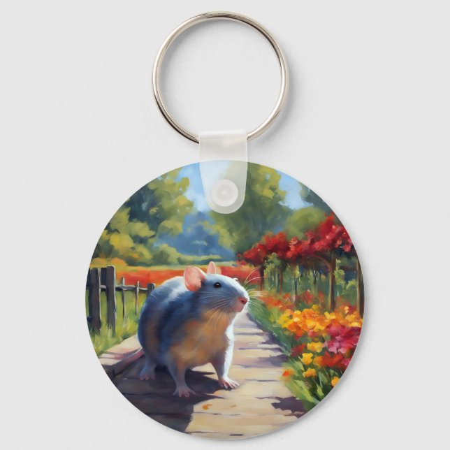 Impressionist Rat Art Key Ring (Front)