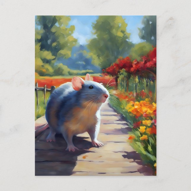 Impressionist Rat Art Postcard (Front)