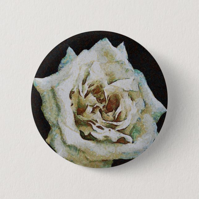 Impressionist Rose Isolated On Black 6 Cm Round Badge (Front)