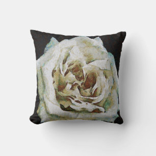 Impressionist Rose Isolated On Black Cushion