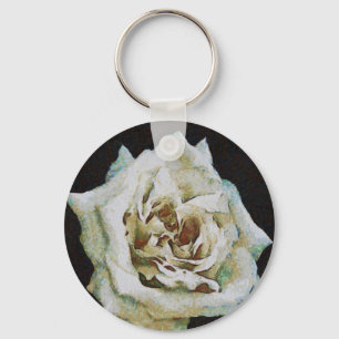 Impressionist Rose Isolated On Black Key Ring