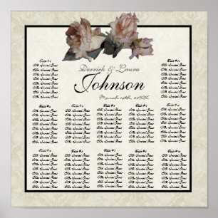 Impressionist Roses Reception Table Seating Chart