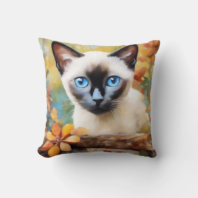 Impressionist Siamese Kitten Cushion (Front)