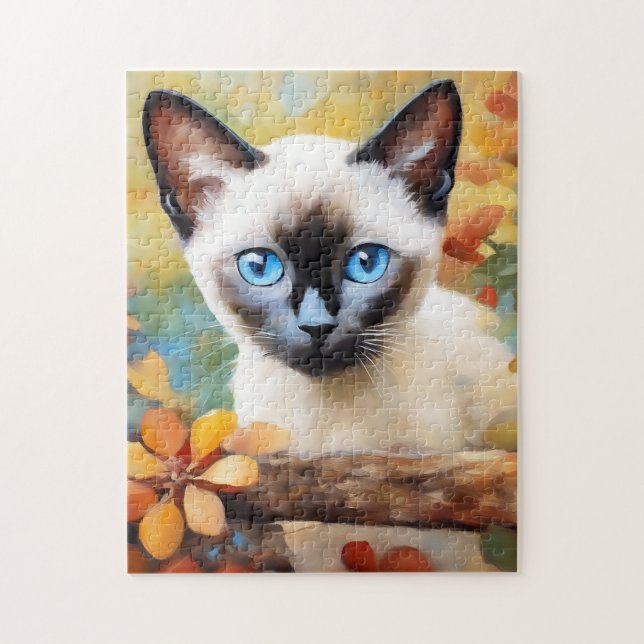 Impressionist Siamese Kitten Jigsaw Puzzle (Vertical)