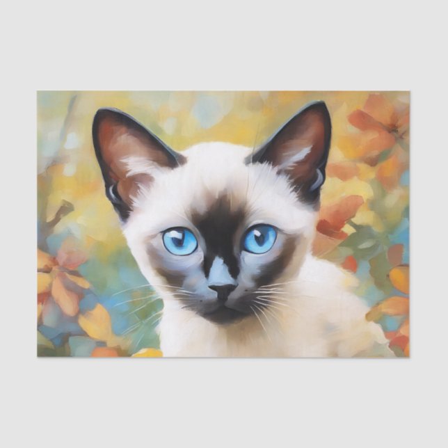 Impressionist Siamese Kitten Tissue Paper (Front)