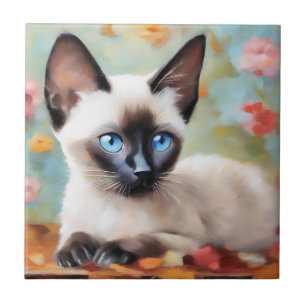 Impressionist Siamese Portrait Ceramic Tile