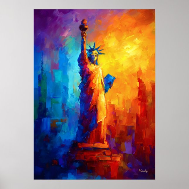 Impressionist Statue of Liberty New York Artwork Poster (Front)