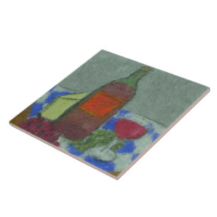 Impressionist Still Life with Wine Ceramic Tile