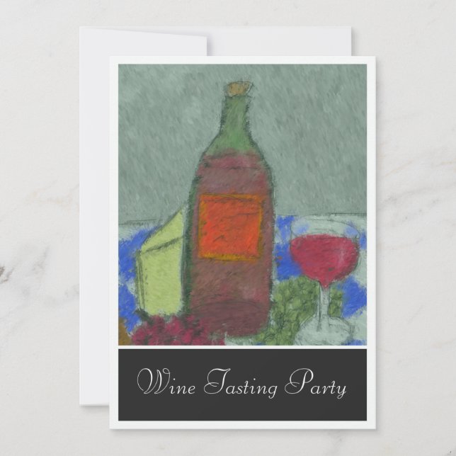 Impressionist Still Life with Wine Invitation (Front)
