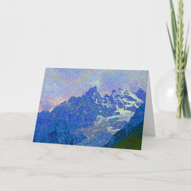 Impressionist Style Alpine Mountain Landscape Card (Front)