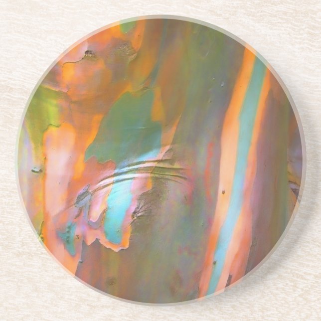Impressionist-style Eucalyptus Bark Coaster (Front)