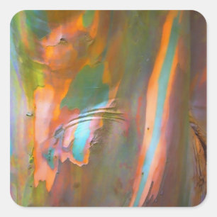 Impressionist-style Eucalyptus Bark Square Sticker