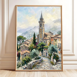 Impressionist Summer Landscape - Morning Mist Vill Poster