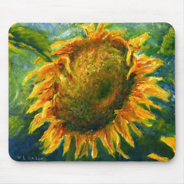Impressionist Sunflower Face Mouse Pad (Front)