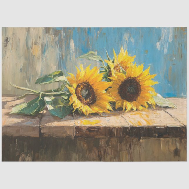 Impressionist Sunflowers Painting Decoupage Tissue Paper (Front)