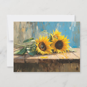Impressionist Sunflowers Painting Postcard