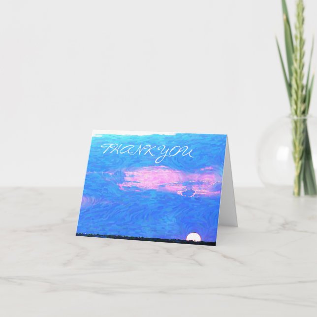 Impressionist Sunset From Sea Thank You Note Card (Front)