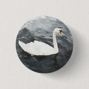 Impressionist Swan 3 Cm Round Badge