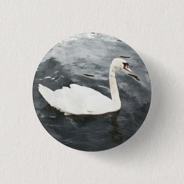 Impressionist Swan 3 Cm Round Badge (Front)