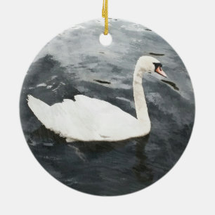 Impressionist Swan Ceramic Ornament