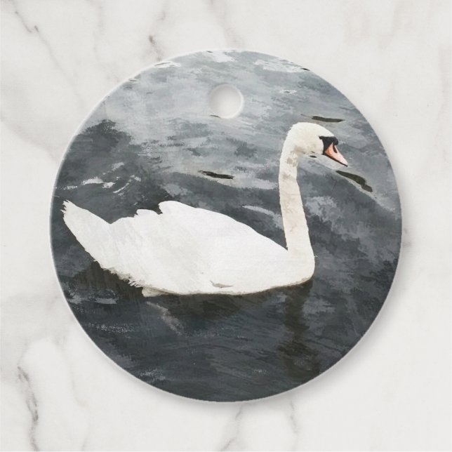 Impressionist Swan Favour Tags (Front)