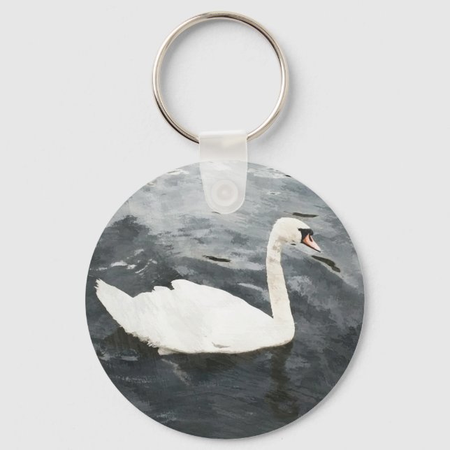 Impressionist Swan Key Ring (Front)