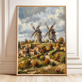 Impressionist Tuscan Village Wall Art Canvas Print