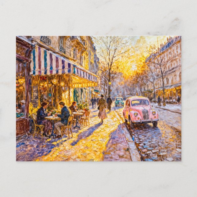 Impressionist Urban Spring Sunlight with Outdoor C Postcard (Front)