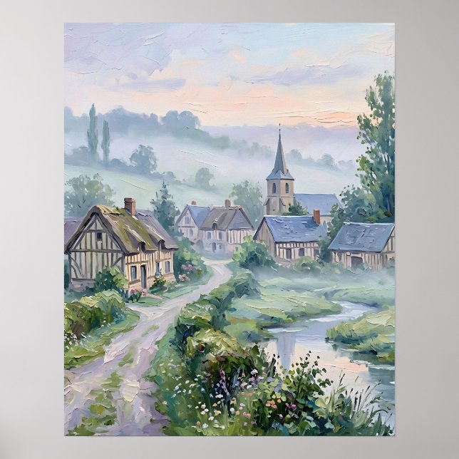 Impressionist Village Wall Art Canvas Print (Front)