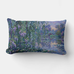 Impressionist Water Lilies and Weeping Willow Lumbar Cushion